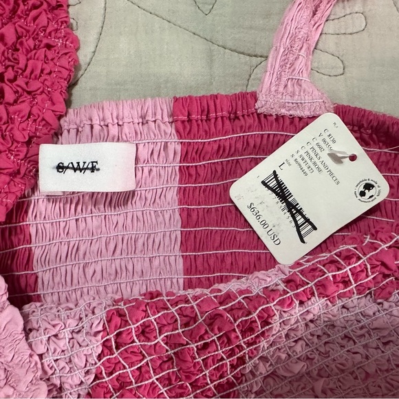 NEW S/W/F Mottled Skirt Set Sz L Pink Smocked Sold at Free People - Picture 11 of 11